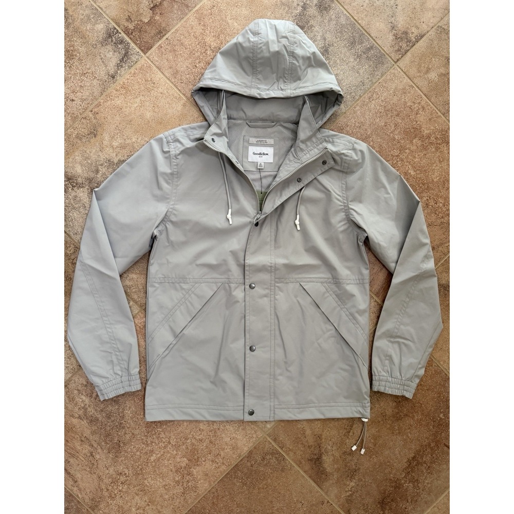 Men's Goodfellow Light Gray Hooded Rain Jacket Size Medium Tall NWT